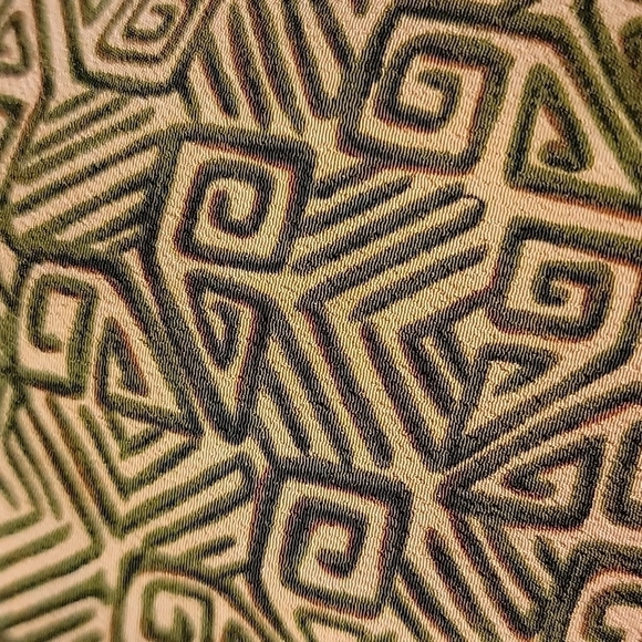 GREEN/GOLD GeoPrint Front Pleat/Back Elastic Pants w/side Button Closure Size 14 - Picture 10 of 10